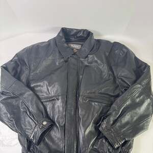 Wilsons Leather Black Geographica Bomber Jacket M Size XL Vintage Flight Style